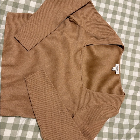 Hudson Brown Ribbed Square Neck Top - Picture 2 of 4